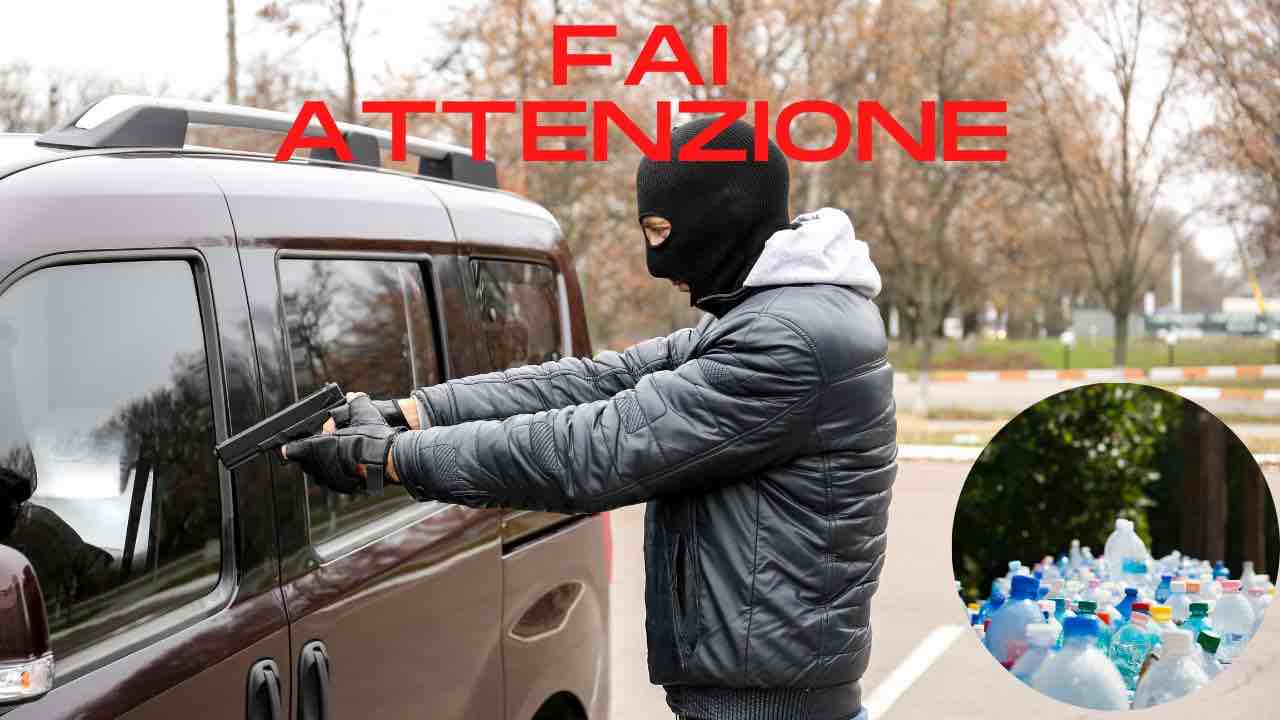 Furto auto con bottiglia