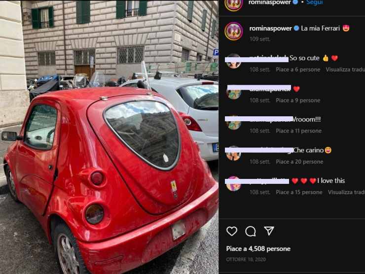 La "Ferrari" di Romina Power (Instagram) 20 novembre 2022 fuoristrada.it