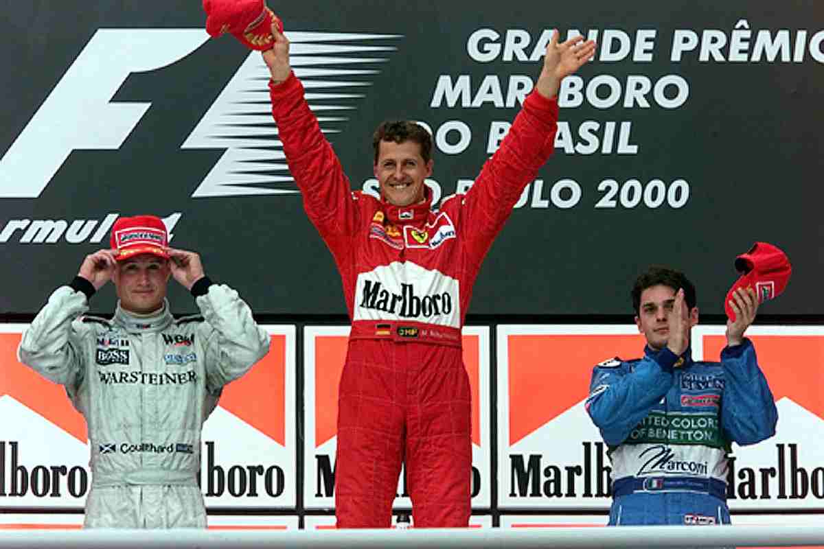Michael Schumacher ad Interlagos 2000, una delle nove vittorie