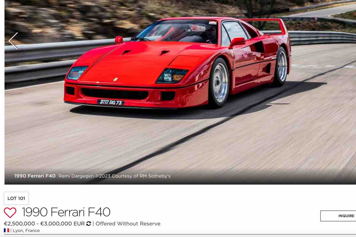 la ferrari f40 all'asta