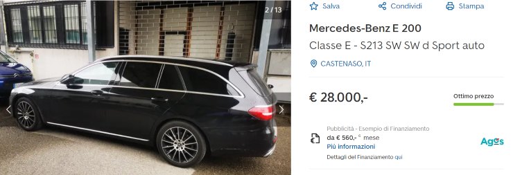 Mercedes E 200 usata