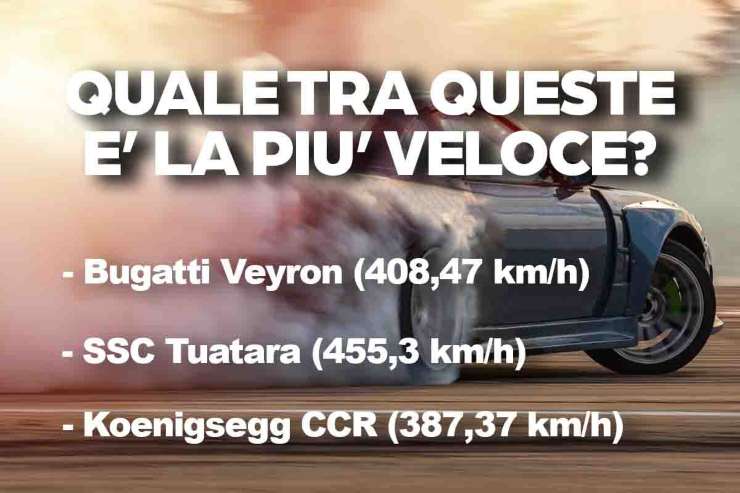 Ecco la più veloce tra queste auto bugatti veyron ssc tuatara koenigsegg ccr
