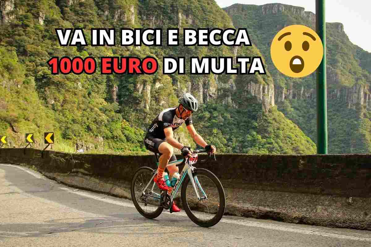 1000 euro di multa in bici di notte