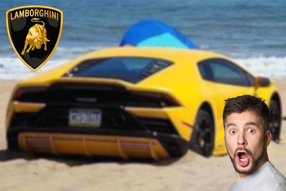 La Lamborghini finisce in spiaggia