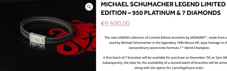 Michael Schumacher Ferrari bracciale gomma asta 1996