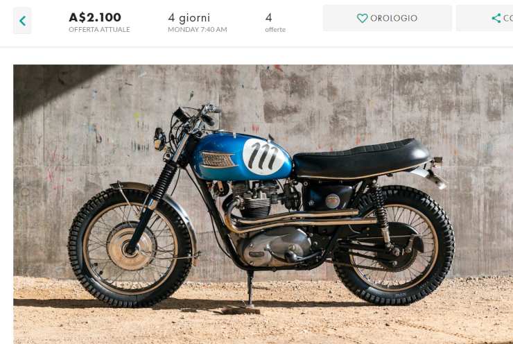 Triumph TR6 Trophy vendita asta costruita mano