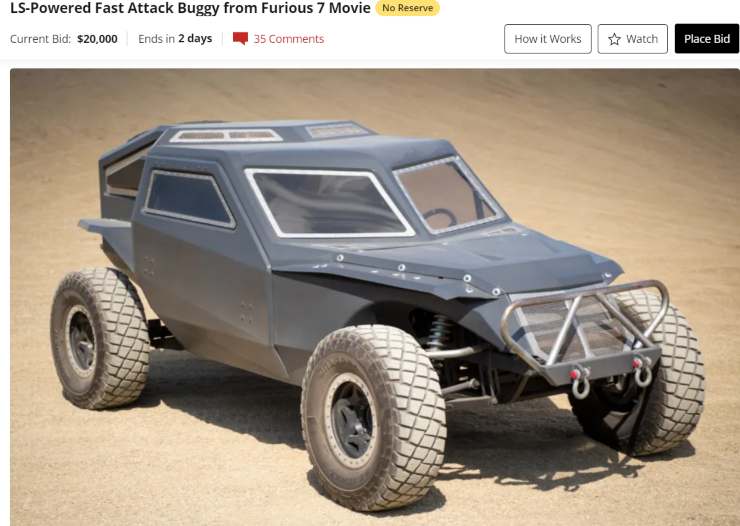 Dune buggy Fast and Furious 7 asta vendita