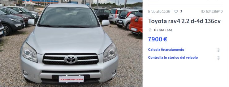 Toyota Rav4 occasione auto usata prezzo 8000 Euro