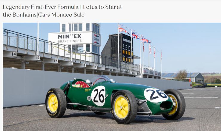 Lotus Type 12 asta F1 novità incredibile prezzo