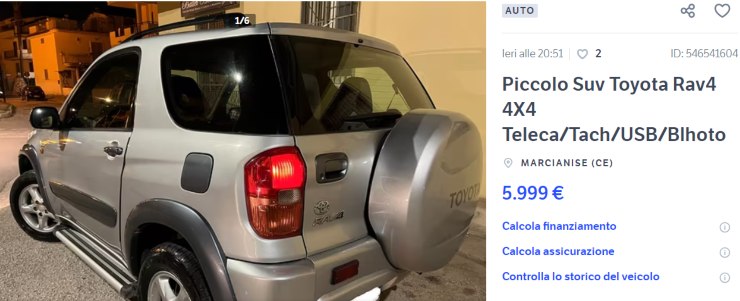 Toyota RAV4 usata auto occasione prezzo 5000 Euro